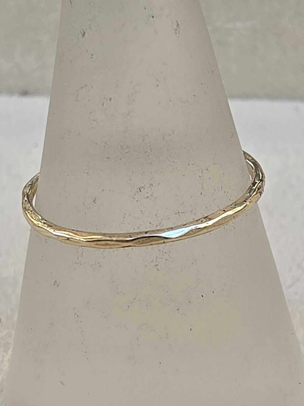 Size 7.5, Silver: Gold-Tone Silver Hammered Stacking Ring • 0.46g